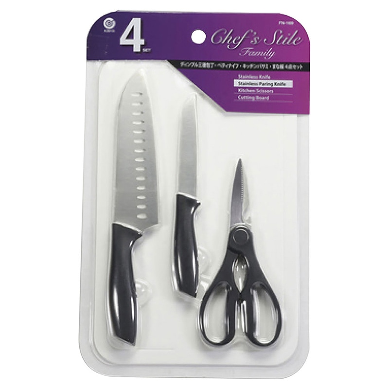 パール金属 キッチンツール4点セット 三徳ディンプル包丁 FN-169 1個(ご注文単位1個)【直送品】