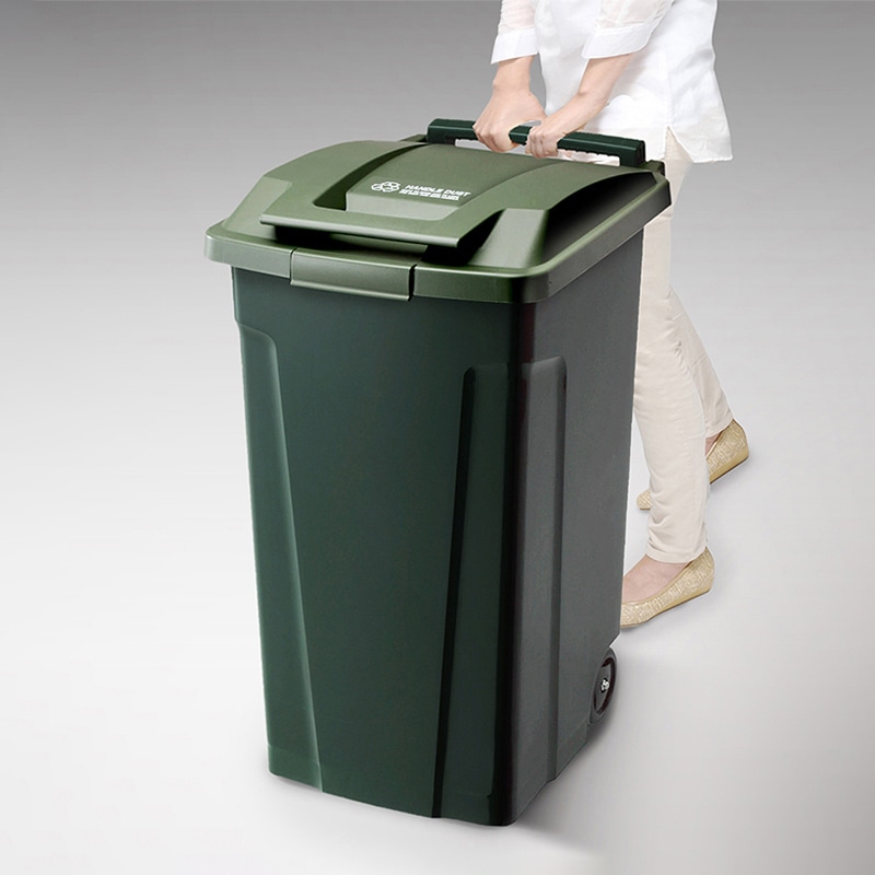 アスベル ハンドル付きペール キャスター付 90L グリーン A6728 1個(ご注文単位1個)【直送品】