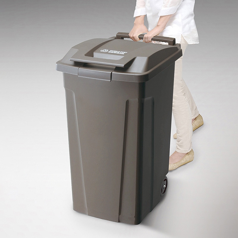 アスベル ハンドル付きペール キャスター付 90L ブラウン A6728 1個(ご注文単位1個)【直送品】