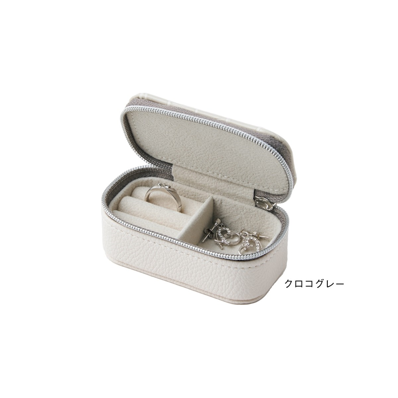 トップウェル JP1001 オリビアミニジュエリーポーチグレー/1個（ご注文単位5個）【直送品】