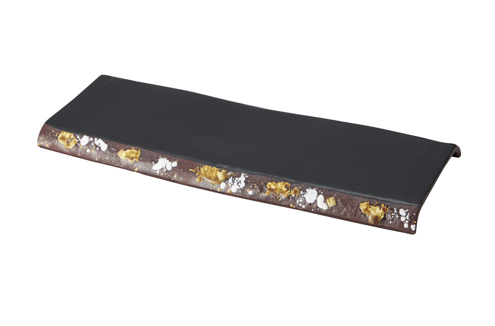 丸モ高木陶器 金箔竹割38cm長皿 4A008-03 1個（ご注文単位1個）【直送品】