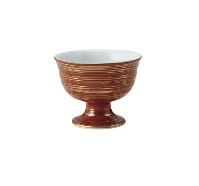 丸モ高木陶器 赤巻金渦高台小鉢 4A010-01 1個（ご注文単位1個）【直送品】