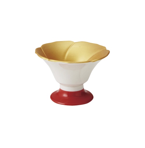 丸モ高木陶器 内金赤高台花型珍味 4A020-08 1個（ご注文単位1個）【直送品】