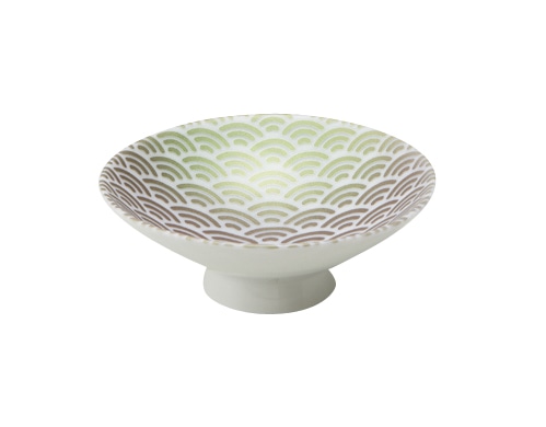 丸モ高木陶器 ラスター緑平盃青海波 4A027-08 1個(ご注文単位1個)【直送品】