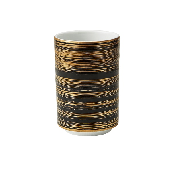 丸モ高木陶器 黒金刷毛目湯呑 4A028-08 1個（ご注文単位1個）【直送品】