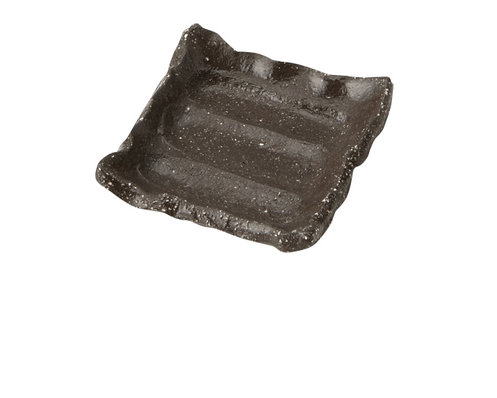 丸モ高木陶器 黒土ソギ角皿 4A032-01 1個（ご注文単位1個）【直送品】