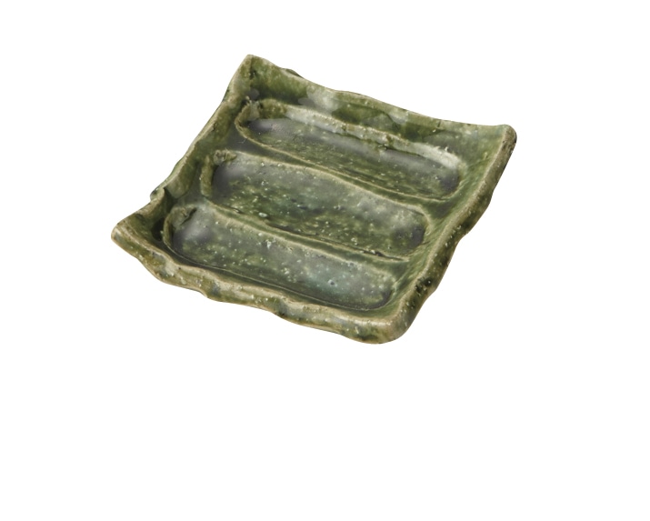 丸モ高木陶器 織部ソギ角皿 4A032-02 1個（ご注文単位1個）【直送品】