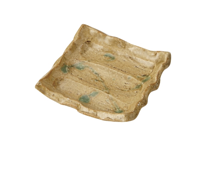 丸モ高木陶器 黄瀬戸ソギ角皿 4A032-03 1個（ご注文単位1個）【直送品】