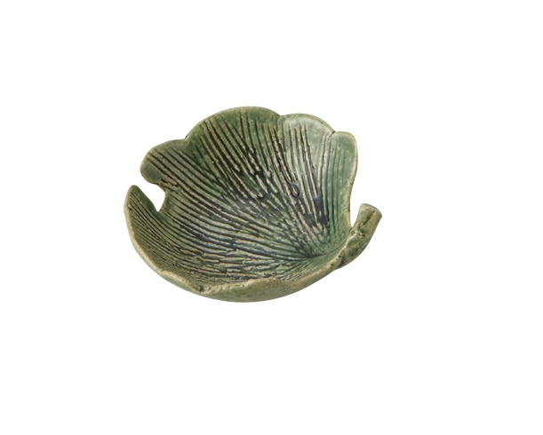 丸モ高木陶器 織部銀杏小皿 4A032-04 1個（ご注文単位1個）【直送品】
