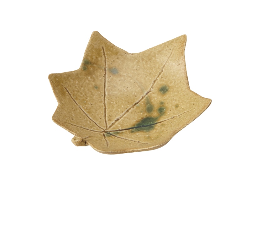 丸モ高木陶器 黄瀬戸紅葉小皿 4A032-09 1個（ご注文単位1個）【直送品】