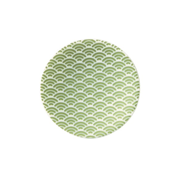 丸モ高木陶器 ラスター緑豆皿青海波 4A032-22 1個（ご注文単位1個）【直送品】