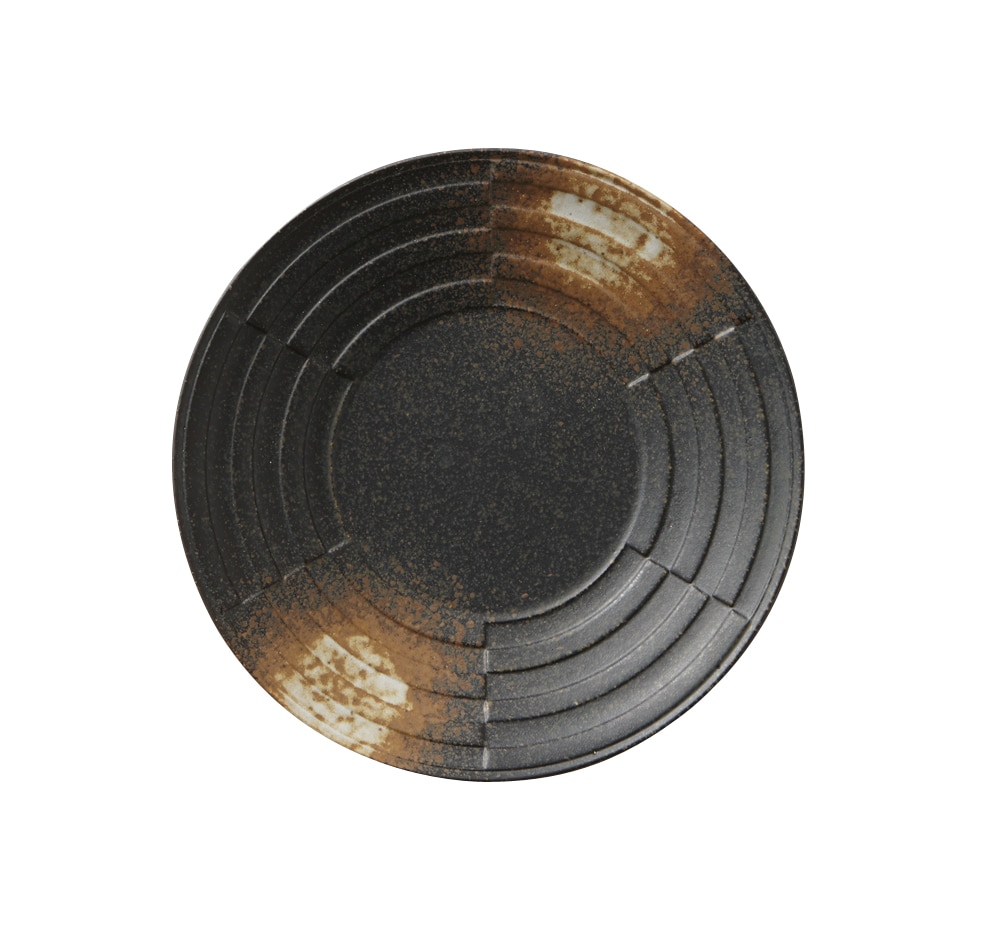 丸モ高木陶器 備前吹19cm市松デザイン皿 4A039-06 1個（ご注文単位1個）【直送品】