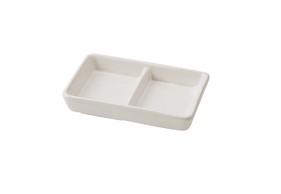 丸モ高木陶器 白二つ仕切皿 4A042-06 1個（ご注文単位1個）【直送品】