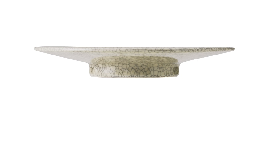 丸モ高木陶器 アイボリー貫入高台皿小 4A046-03 1個（ご注文単位1個）【直送品】