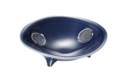 丸モ高木陶器 いぶし丸紋三ッ足10cm鉢 4A048-06 1個（ご注文単位1個）【直送品】