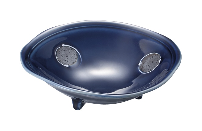 丸モ高木陶器 いぶし丸紋三ッ足15.5cm鉢 4A048-08 1個（ご注文単位1個）【直送品】