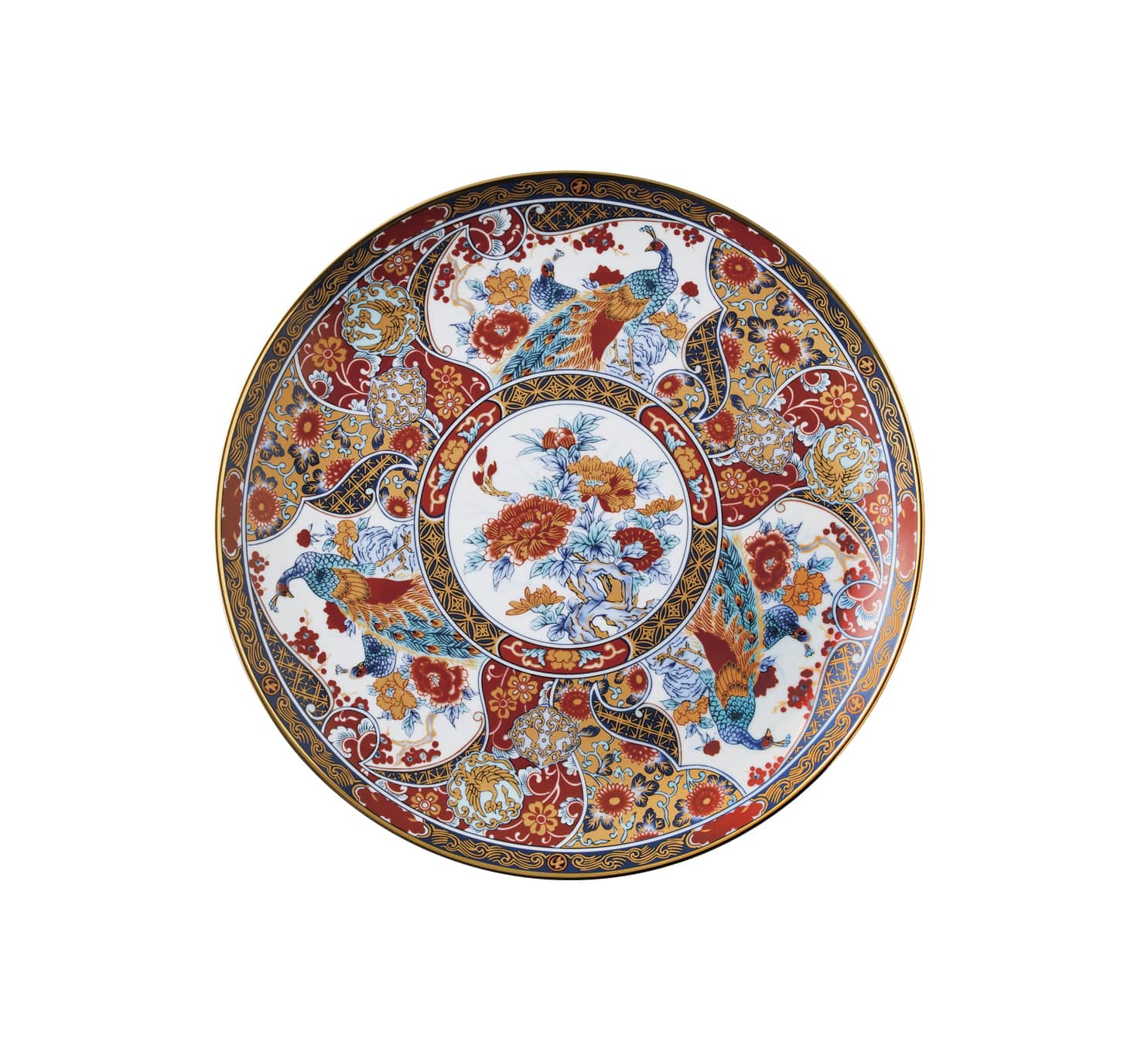 丸モ高木陶器 金彩花鳥9.0皿 4A051-06 1個（ご注文単位1個）【直送品】