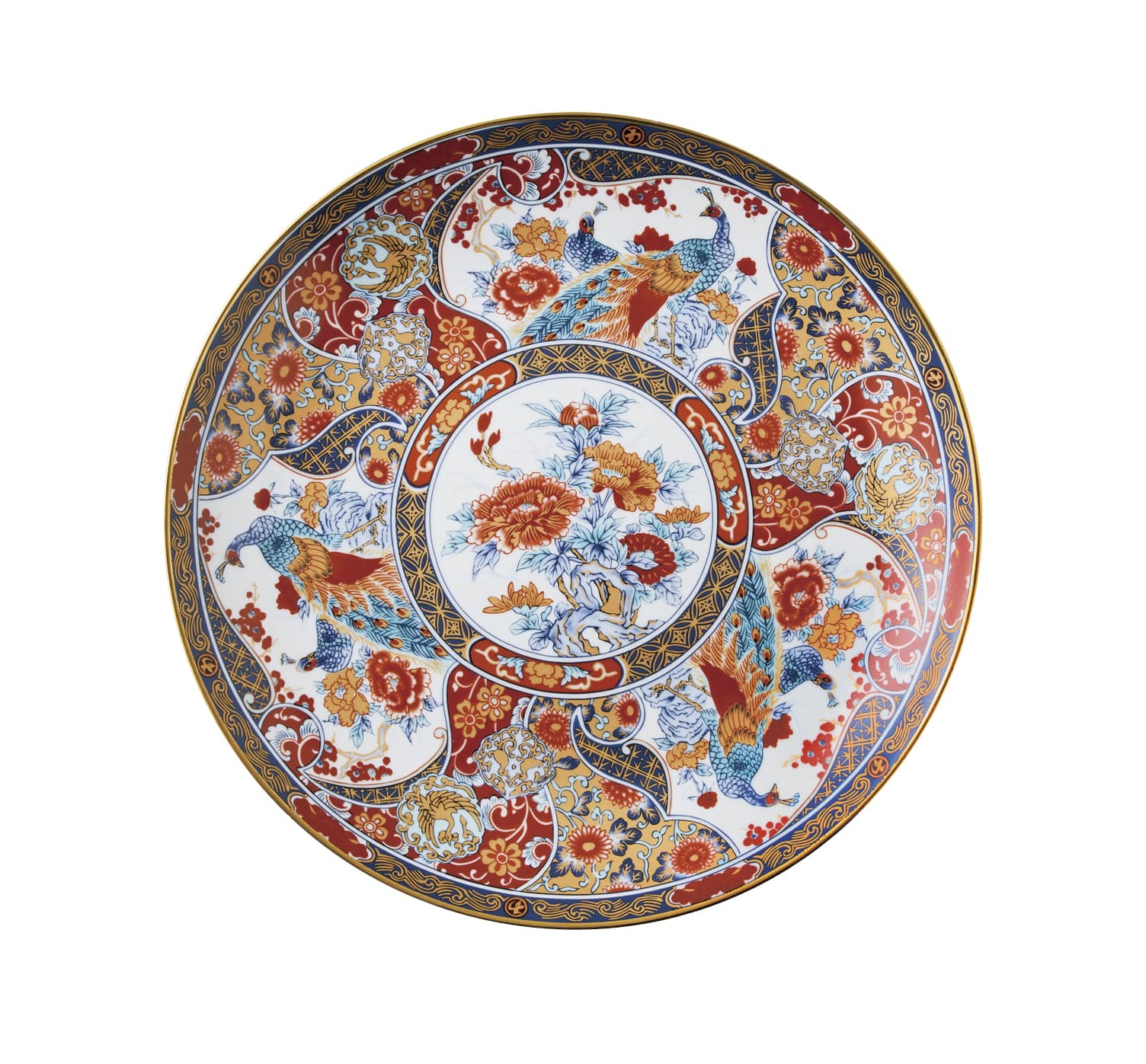 丸モ高木陶器 金彩花鳥31㎝大皿 4A051-07 1個（ご注文単位1個）【直送品】