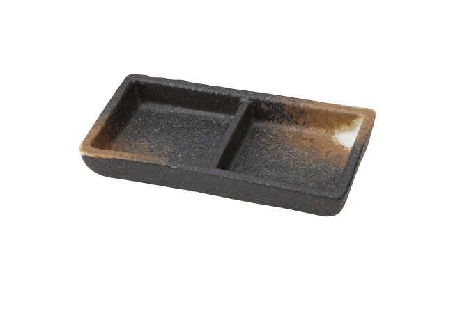 丸モ高木陶器 備前吹二つ仕切り皿（縦） 4A052-12 1個（ご注文単位1個）【直送品】