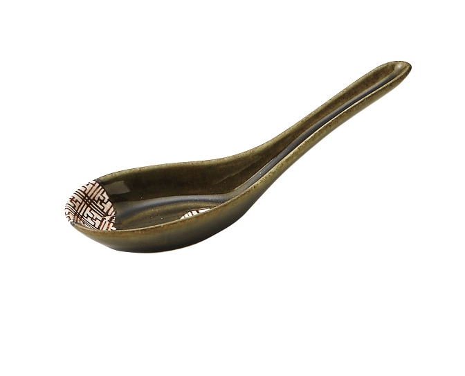 丸モ高木陶器 格子織部レンゲ 4A052-16 1個（ご注文単位1個）【直送品】