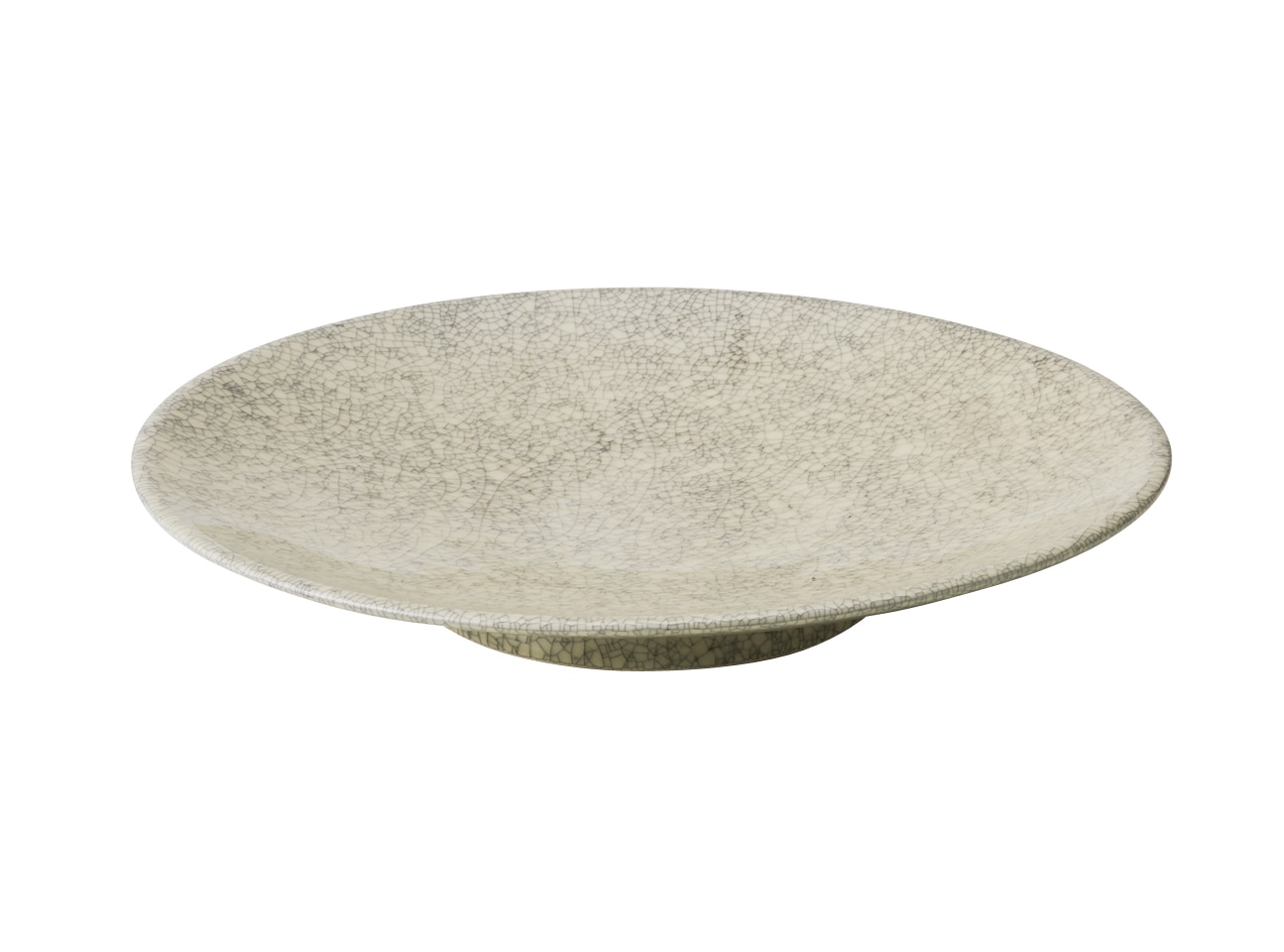 丸モ高木陶器 アイボリー貫入高台皿大 4A056-03 1個（ご注文単位1個）【直送品】