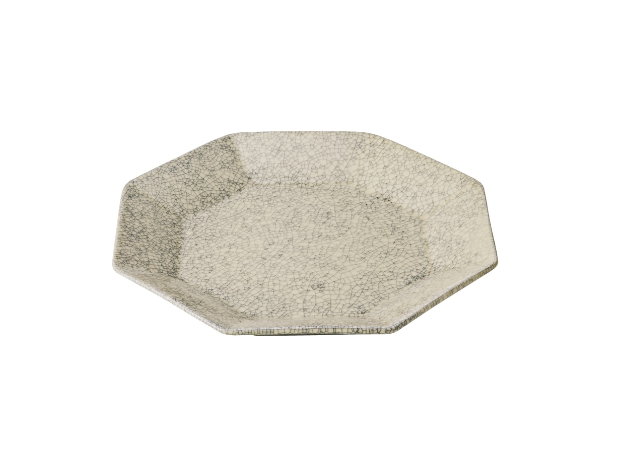 丸モ高木陶器 アイボリー貫入22.5cm八角皿 4A056-06 1個（ご注文単位1個）【直送品】