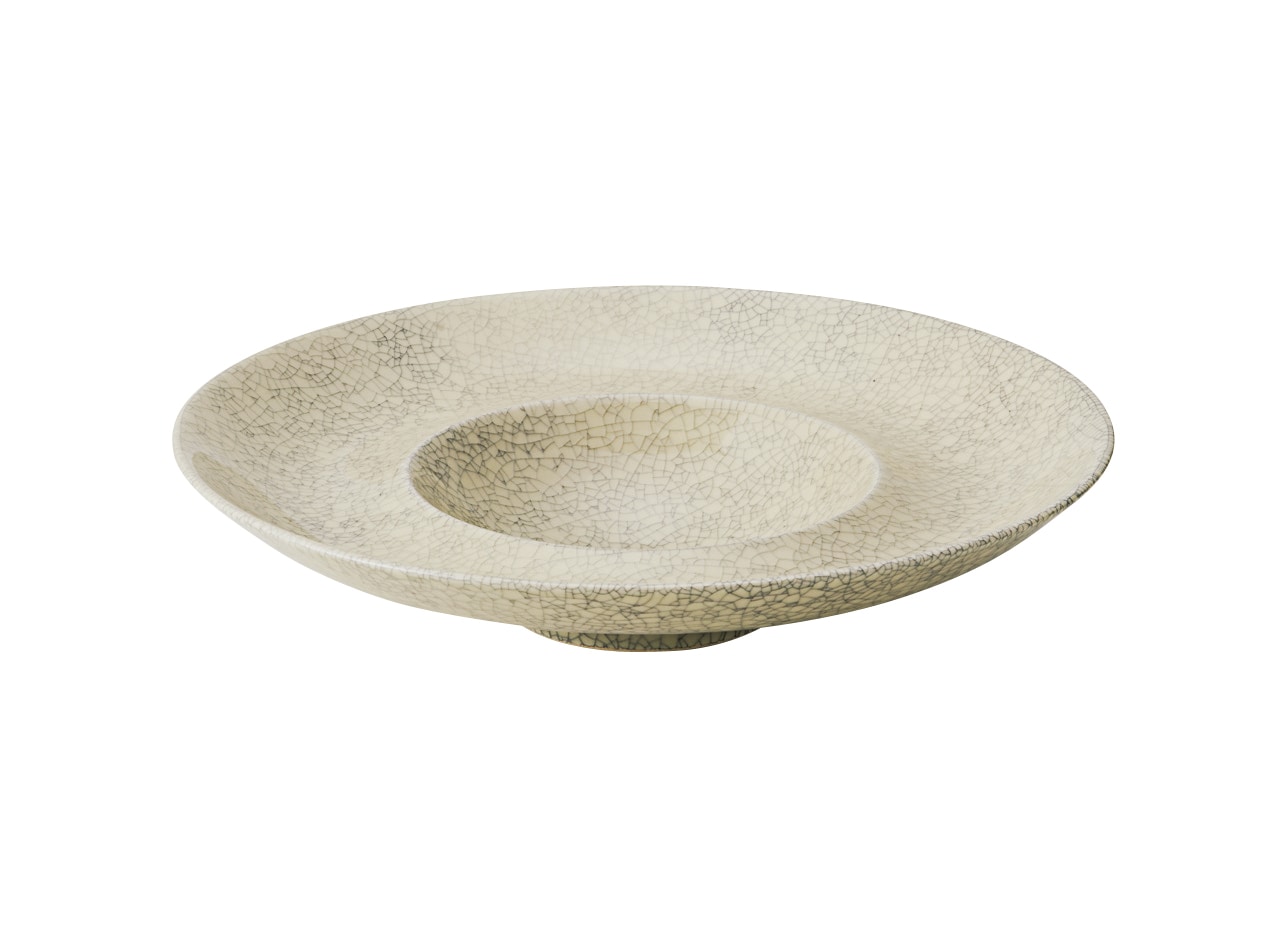 丸モ高木陶器 アイボリー貫入28cmリムスープ 4A056-08 1個（ご注文単位1個）【直送品】