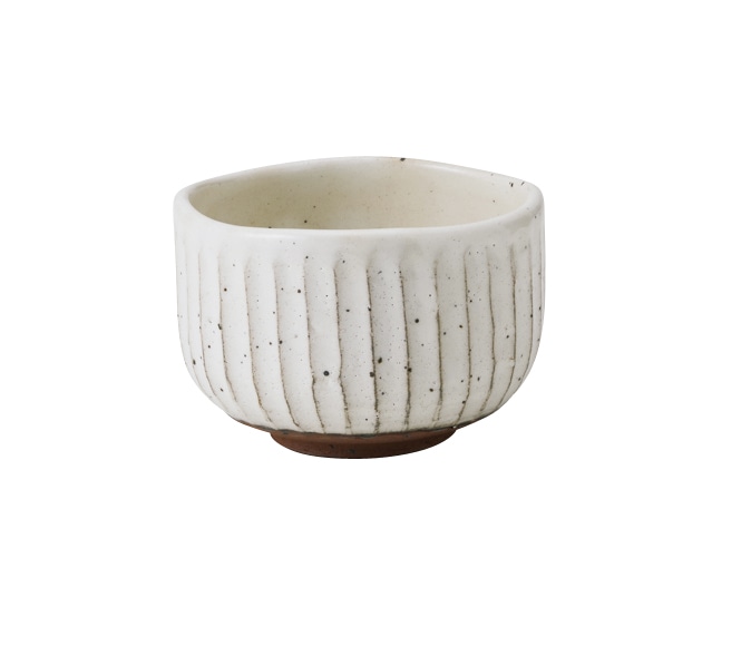 丸モ高木陶器 白月粉引ソギ目小抹茶碗 4A066-12 1個（ご注文単位1個）【直送品】