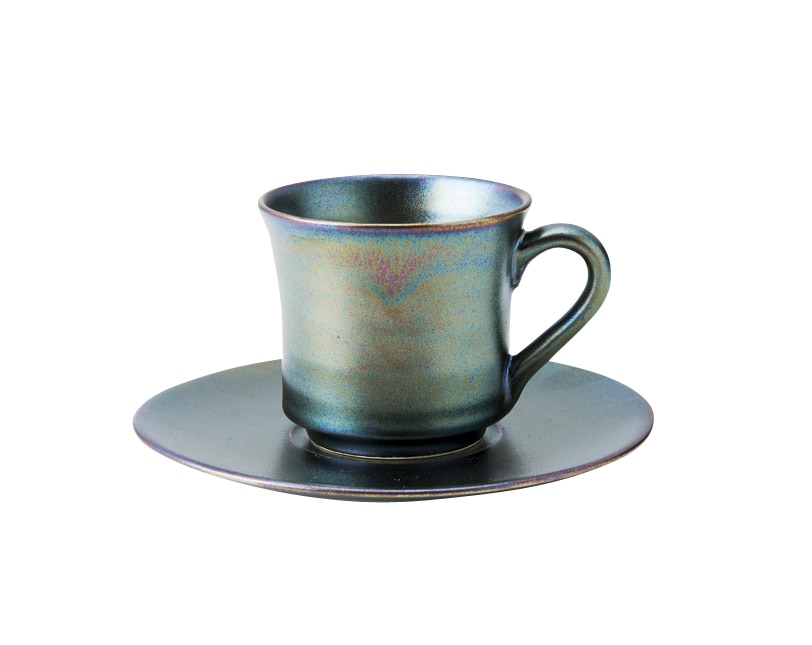 丸モ高木陶器 窯変黒ラスターコーヒーソーサー※ソーサーのみ 4A069-21 1個（ご注文単位1個）【直送品】