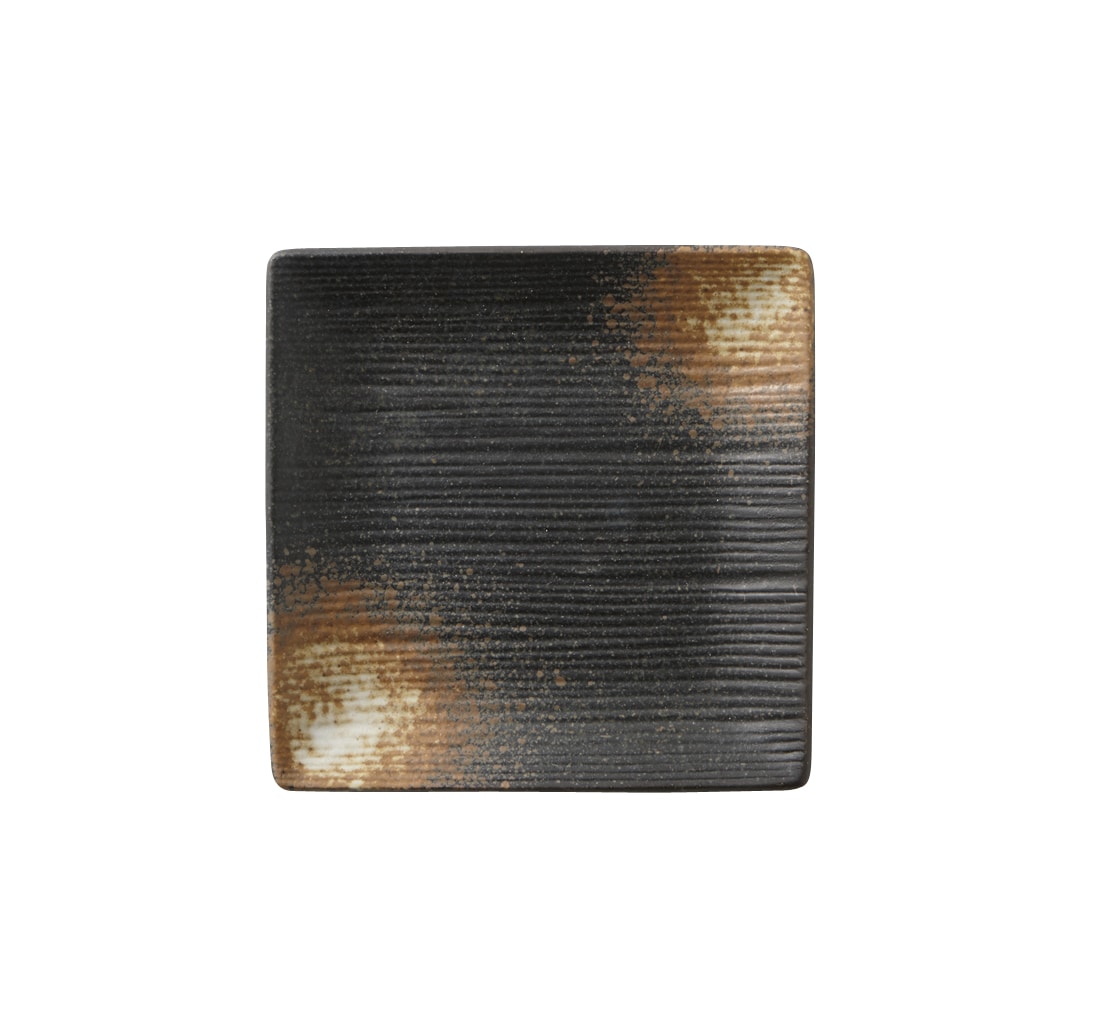 丸モ高木陶器 備前吹16ｘ16レリーフ正角皿 4A076-15 1個（ご注文単位1個）【直送品】