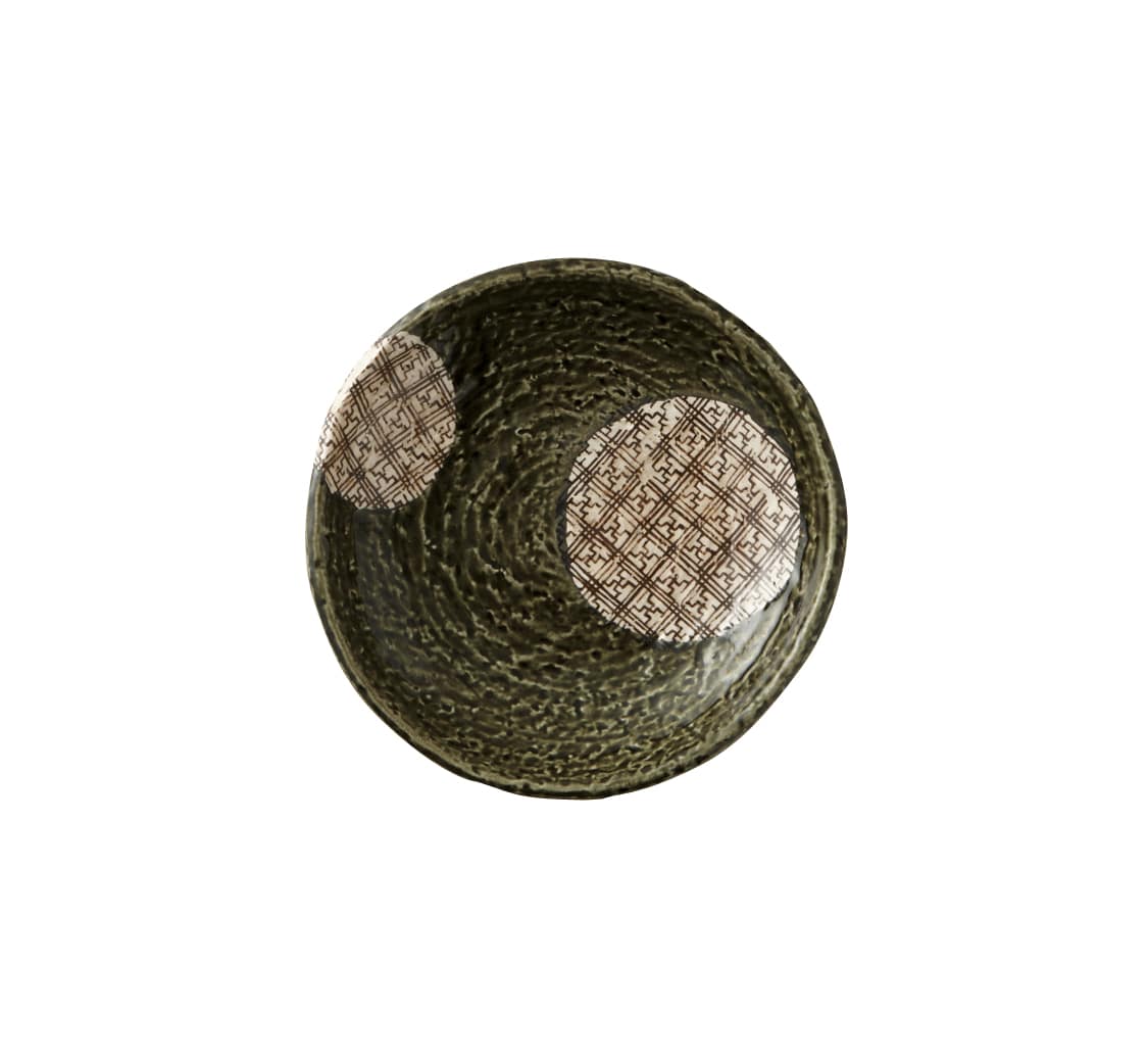 丸モ高木陶器 格子織部16cm丸皿 4A077-07 1個（ご注文単位1個）【直送品】