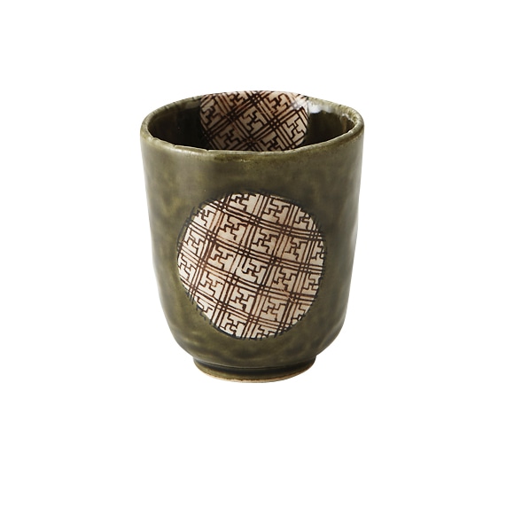 丸モ高木陶器 格子織部湯呑 4A078-02 1個（ご注文単位1個）【直送品】