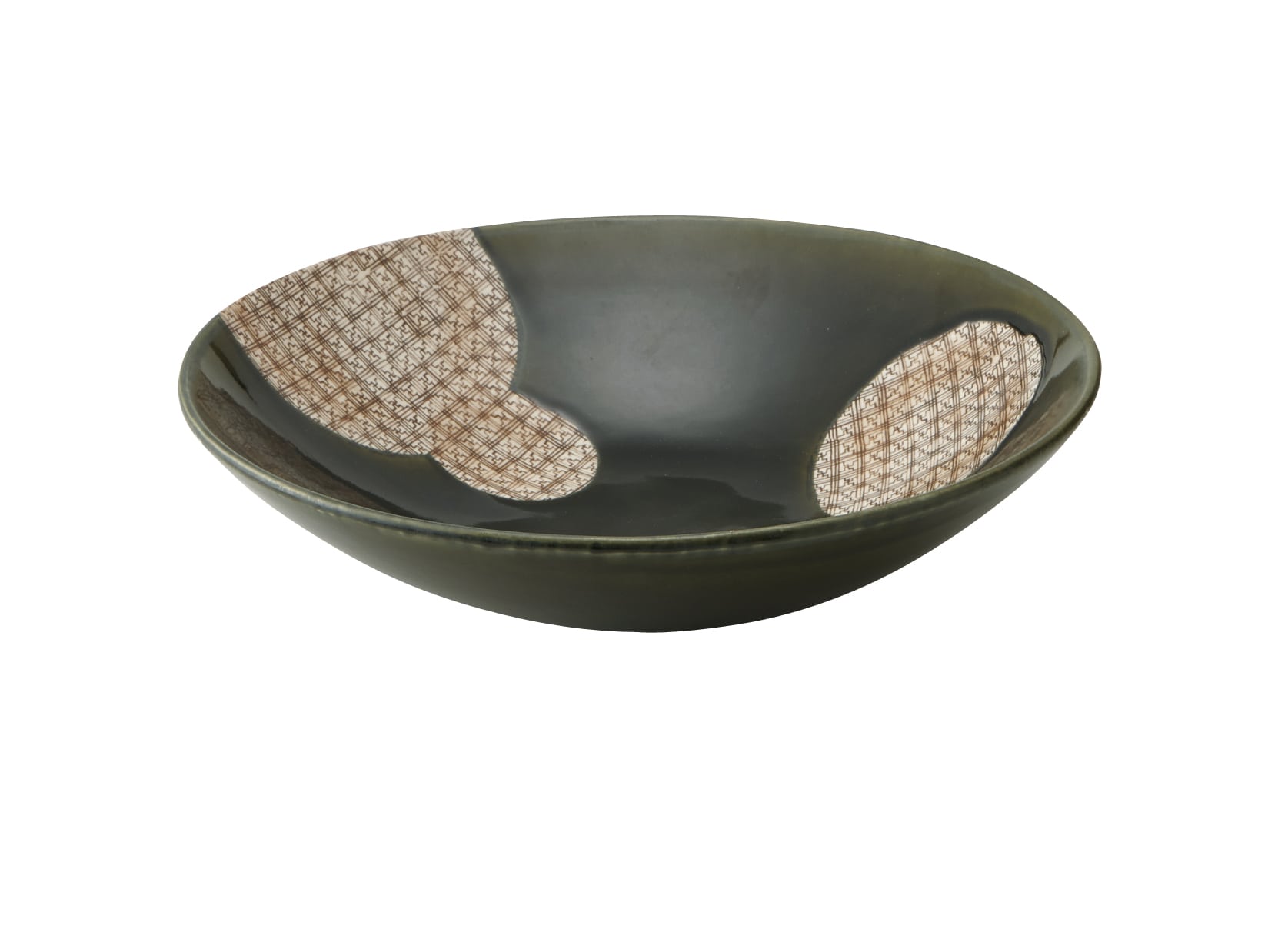 丸モ高木陶器 格子織部35cm丸大鉢 4A078-18 1個（ご注文単位1個）【直送品】