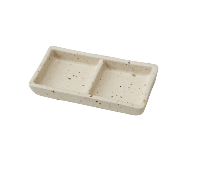 丸モ高木陶器 志野粉引二つ仕切皿（縦） 4A079-03 1個（ご注文単位1個）【直送品】