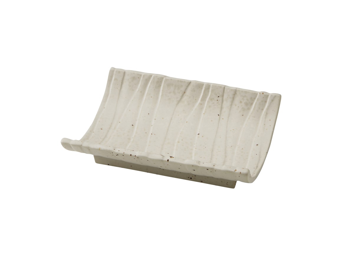 丸モ高木陶器 志野粉引竹割型皿 4A079-05 1個（ご注文単位1個）【直送品】