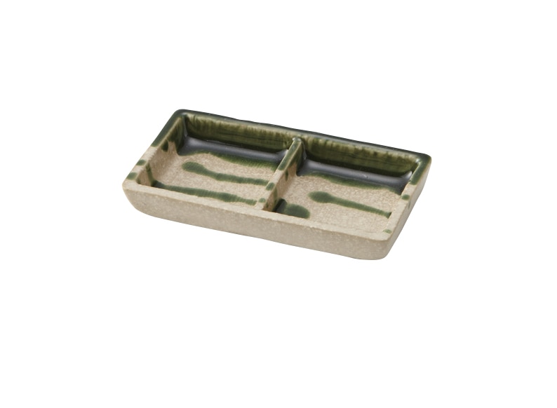 丸モ高木陶器 乱織部二つ仕切皿（縦） 4A081-03 1個（ご注文単位1個）【直送品】