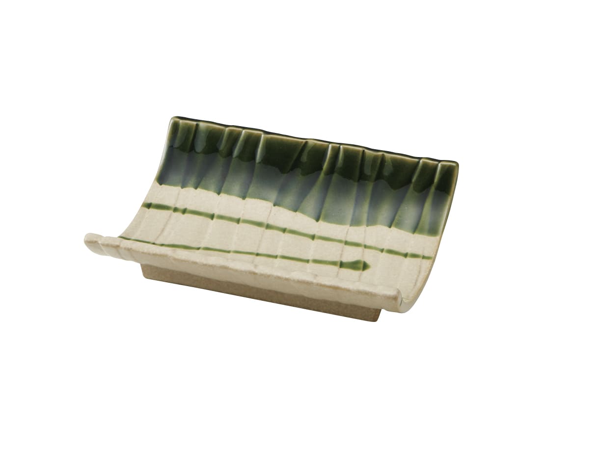 丸モ高木陶器 乱織部竹割型皿 4A081-05 1個（ご注文単位1個）【直送品】