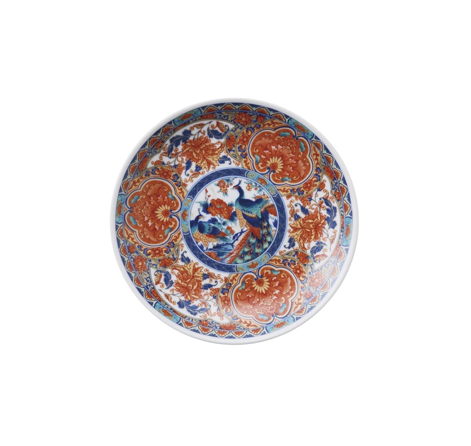 丸モ高木陶器 孔雀伊万里14㎝皿 4A107-02 1個（ご注文単位1個）【直送品】