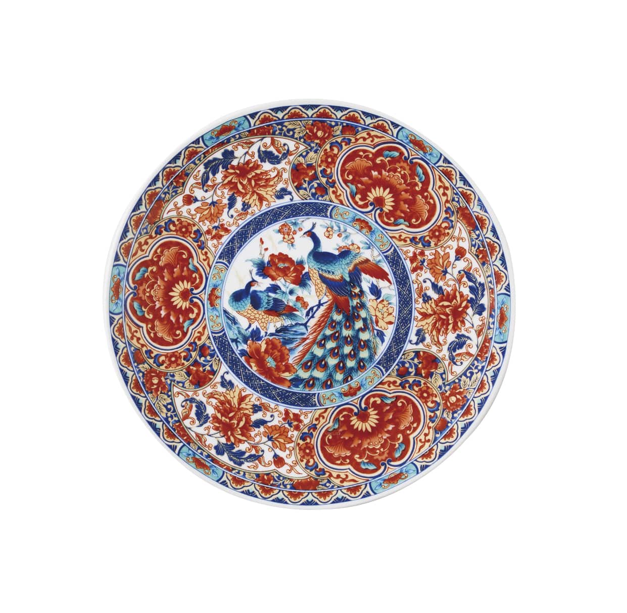 丸モ高木陶器 孔雀伊万里24㎝皿 4A107-04 1個（ご注文単位1個）【直送品】