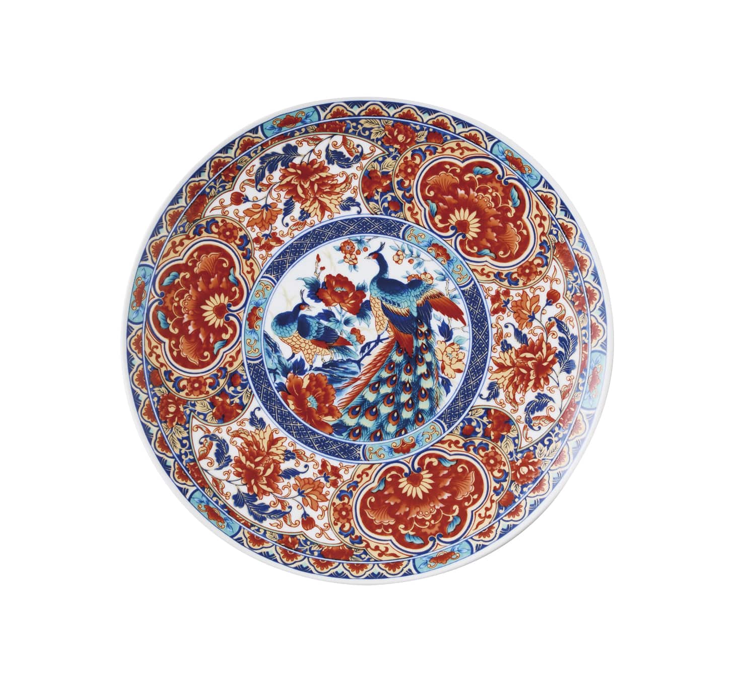 丸モ高木陶器 孔雀伊万里28㎝皿 4A107-05 1個（ご注文単位1個）【直送品】