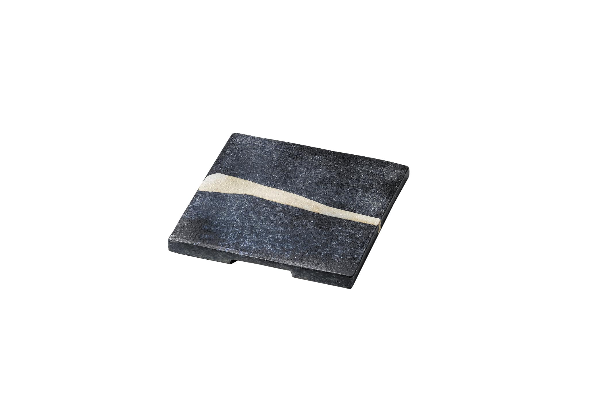 丸モ高木陶器 聲望黒窯変一文字19cm皿 4A111-04 1個（ご注文単位1個）【直送品】