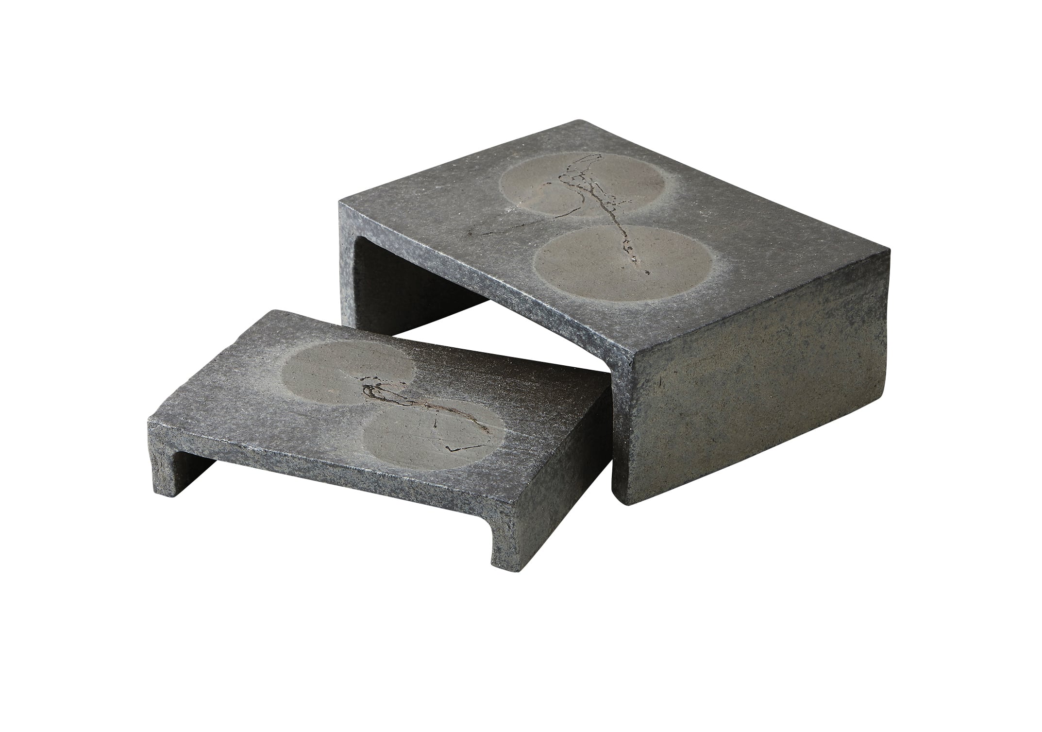 丸モ高木陶器 聲望黒焼ぼたもち高台皿（低） 4A112-07 1個（ご注文単位1個）【直送品】