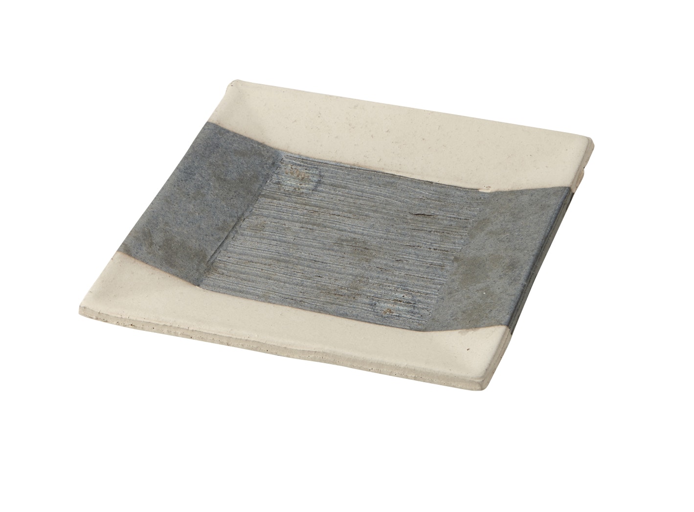 丸モ高木陶器 聲望黒窯変掛分24cm四角皿 4A113-07 1個（ご注文単位1個）【直送品】