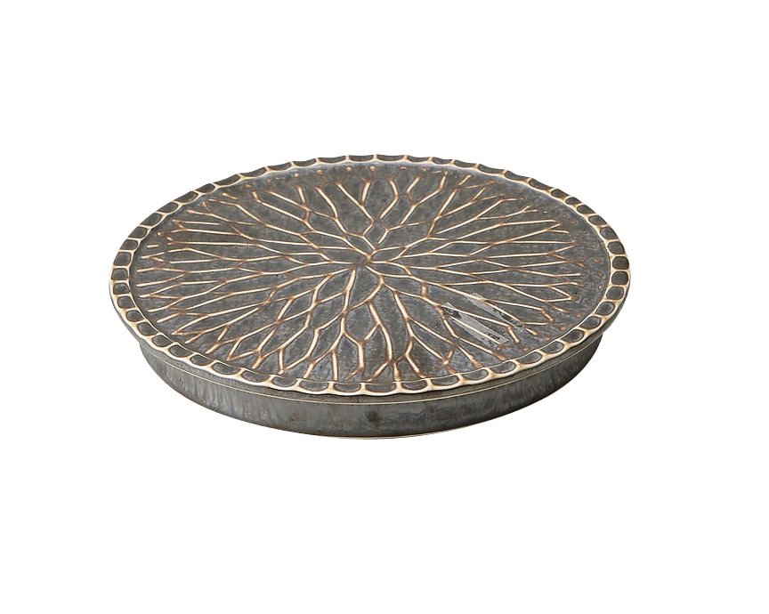 丸モ高木陶器 孔雀ダイヤ彫り高台皿 4A122-04 1個（ご注文単位1個）【直送品】