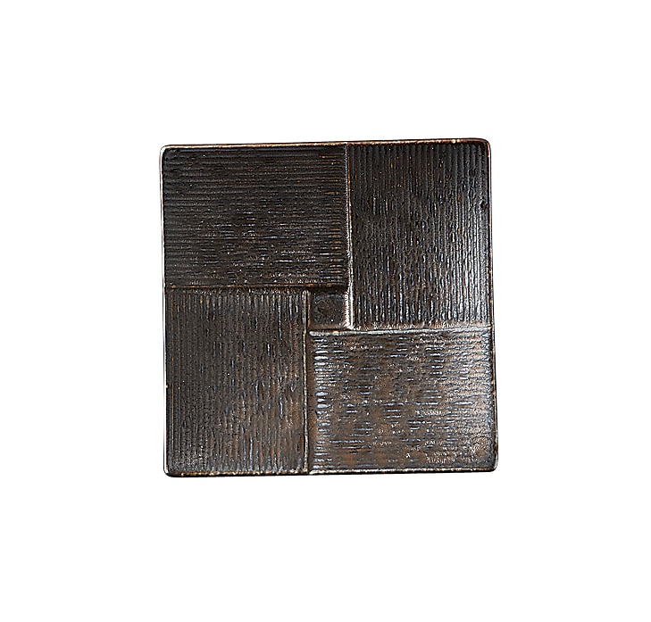 丸モ高木陶器 金結晶市松正角11cm皿 4A126-01 1個(ご注文単位1個)【直送品】