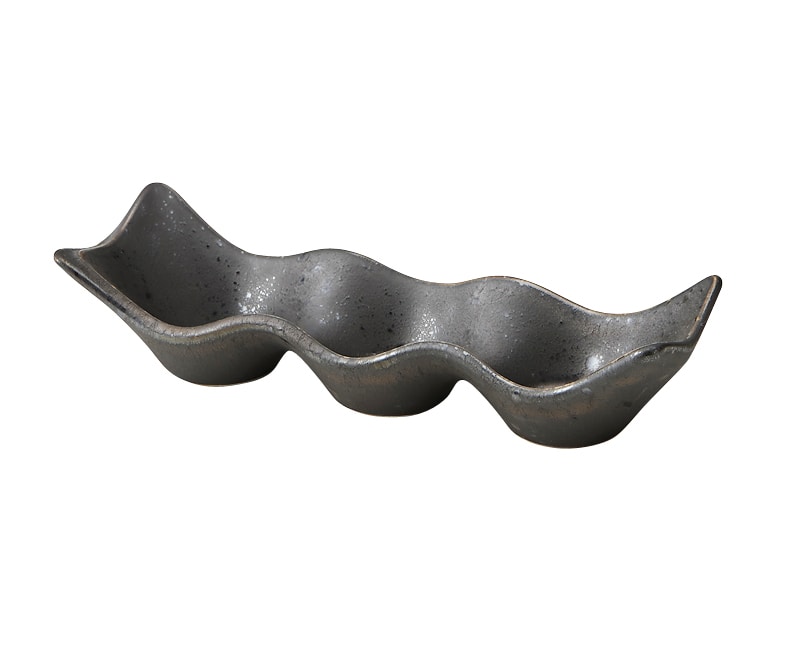 丸モ高木陶器 金結晶板折三品皿 4A126-09 1個(ご注文単位1個)【直送品】