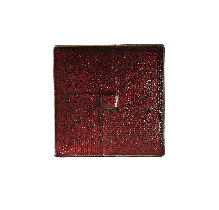 丸モ高木陶器 紅柚子天目市松正角11cm皿 4A126-12 1個(ご注文単位1個)【直送品】