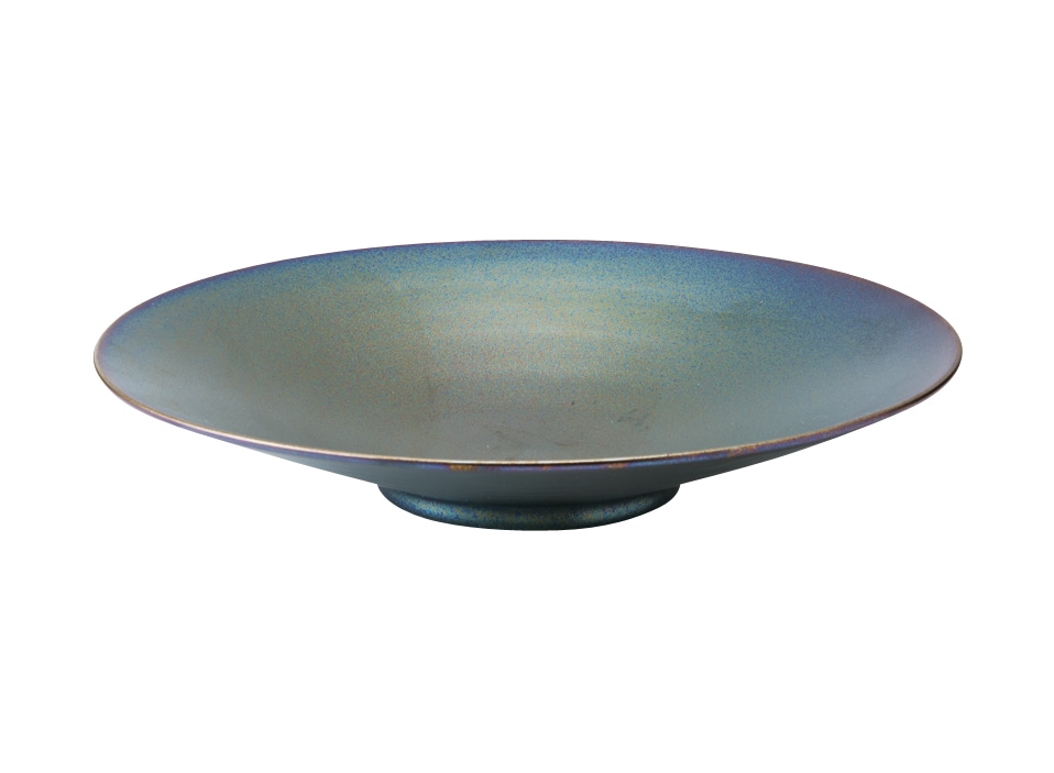 丸モ高木陶器 窯変黒ラスター8寸浅鉢 4A127-05 1個（ご注文単位1個）【直送品】