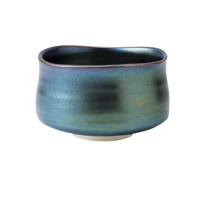 丸モ高木陶器 窯変黒ラスター筒形抹茶 4A127-10 1個（ご注文単位1個）【直送品】