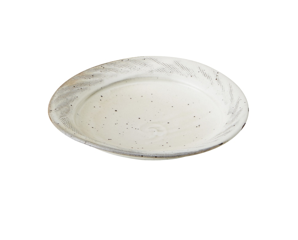 丸モ高木陶器 白月櫛目楕円和皿 4A134-01 1個（ご注文単位1個）【直送品】